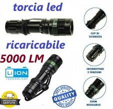 POTENTE TORCIA LED CREE MILITARE TATTICA 5000 LUMEN ZOOM PORTATILE RICARICABILE