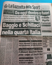 LA GAZZETTA DELLO SPORT 23 GIUGNO 1990 BAGGIO SCHILLACI CAMERUN URUGUAY MONDIALI