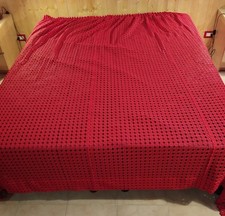 Tenda Macramè Rossa Foderata Raso Bordeaux. L320cm; h237 + 15 Orlo