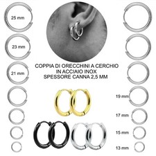 Orecchini a cerchio da uomo in acciaio inox cerchietti piccoli e grandi per lobo