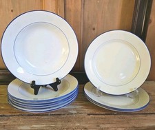 1940 Verbanum Stone SCI Laveno 6 Piatti Fondi 3 Piani Piatto Filo Blu Ceramica