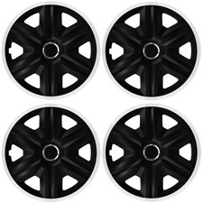 Set 4 Copricerchi 15 Pollici Fast Lux Coppe Nero Bianco Universali per Fiat