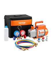 VEVOR Kit Pompa Vuoto a Palette Rotanti Monostadio 1,65 L/s Manometro Collettore