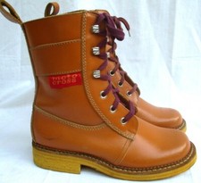 VINTAGE 1970..HIPPIE..MARRONE DORATO..PELLE..LACCI..CAVIGLIA..STIVALI..NUOVO VECCHIO MAGAZZINO..9