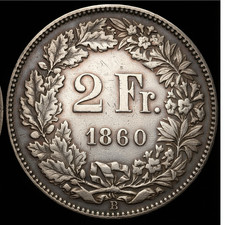Svizzero 1860 2 fr. Restrike