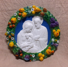 Madonna Sacra famiglia Stile DELLA ROBBIA tonda ceramica decorata a mano