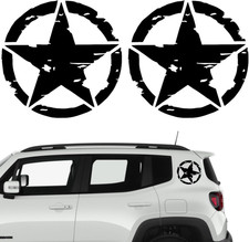 ® 2 Pezzi Adesivo Stella Militare Nera – Diverse Dimensioni 25Cm 20Cm 15Cm 10Cm 