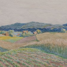 Erzgebirge Felder acquerello