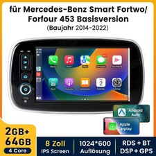 Autoradio Carplay 8" GPS WIFI BT per Benz Smart Fortwo/Forfour 453 versione base
