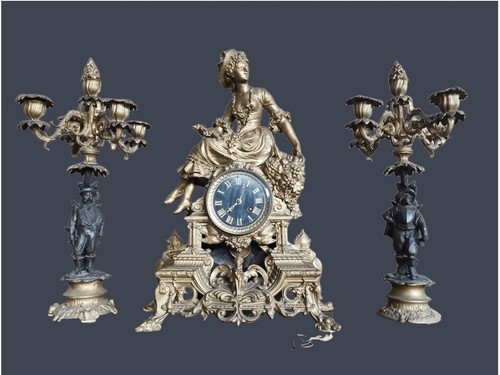 Trittico orologio candelieri - e,