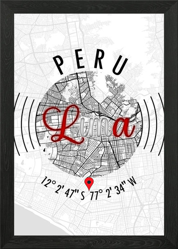 Lima perù mappa incorniciata - lima,
