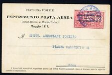 Posta Aerea - 1917 (20 maggio) - Torino Roma  - Esperimento Postale - Longhi 809