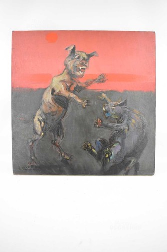 Quadro dipinto tela cane e - cane,