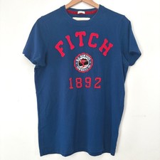 T-shirt uomo Y2K Abercrombie & Fitch muscolosa ricamata NY sciatore blu rosso medio