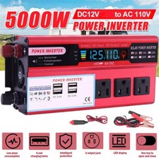Inverter di Potenza Auto 5000W DC 12V a AC 110V Onda Sinusoidale Pura Convertitore Solare 4 USB