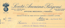 Fattura ill. SAB Società Anonima Bergomi. Off. Meccanica, Fonderia. Milano 1926