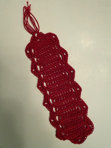 Red knit yarn bookmark - yarn, new