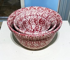 LOTTO DI (3) CIOTOLE DI MISCELAZIONE VINTAGE ROSEVILLE GERALD HENN ROSE ROSA/ROSSO SPUGNWARE