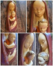 Bassorilievo MADONNA GESÙ BAMBINO ceramica dipinta CAPOLETTO icona VINTAGE 37/12