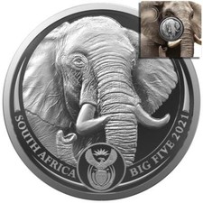Moneta Argento Sudafrica Big Five II Elefante (1.) 2021 - in blister - 1 oz ST