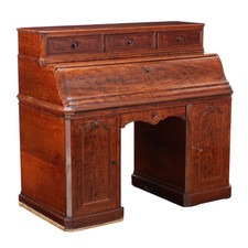 Scrivania Antica a Ribalta Mogano Rovere Francia XIX-XX Secolo Originale