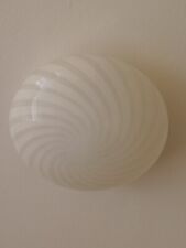 Modernariato - Plafoniera Murano Bianca con Righe A Spirale - Anni 60