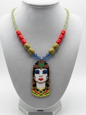 Collana Etnica Boho Lunga Artigianale Cleopatra Ceramica Cristallo Pezzo Unico 