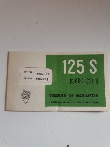 Libretto ducati 125 tessera - ducati, s