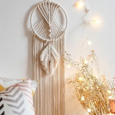 Boho Macramè Cerchio Cotone Corda Arazzo Acchiappasogni Arazzo Camera Ornamento