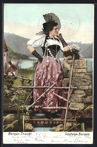 Cartolina svizzera donna in - donna,