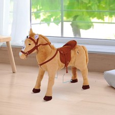 HOMCOM Cavallo da Equitazione Peluche Cavallo da Gioco Cavallo per Bambini con Suono Altezza Sedile 48cm