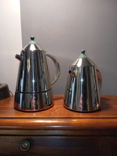 RARA CAFFETTIERA E LATTIERA GB GUIDO BERGNA MOD. MIA 4 TAZZE INOX 18/10 VINTAGE
