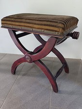 Antica panca pianoforte regolabile sgabello vite Dante Savonarola stile Curule gambe