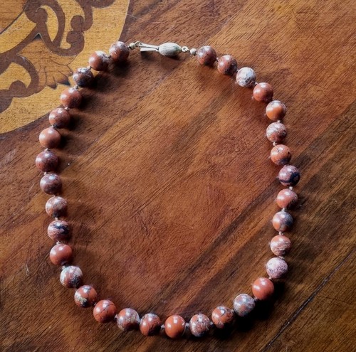 Collana perle diaspro rosso