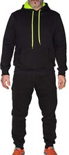 Tuta Sportiva Uomo con Felpa Cappuccio Lacci Fluo Jogging Tempo Libero Slim Fit