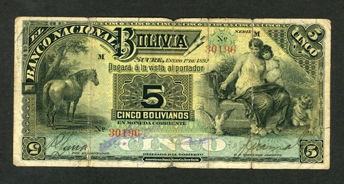 Bolivia bolivianos 1892 - bolivia, 5