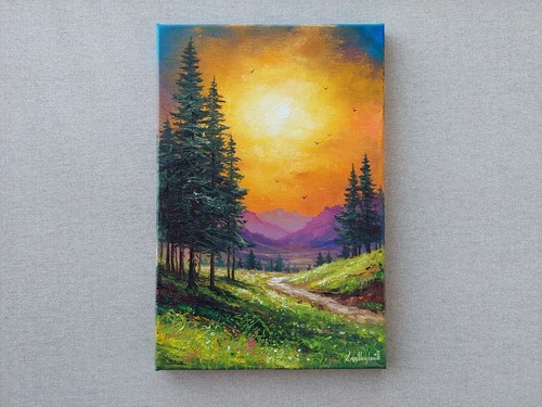 Arte sole dorato foresta - arte,