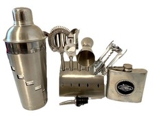 Barman Set 11 Pezzi Acciaio Inox Cocktail Shaker con Ricetta Fiaschetta Bar Strumenti