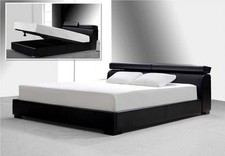 LETTO CONTENITORE MATRIMONIALE MODERNO CON DOGHE E RETE - LETTO ECOPELLE NERO IT