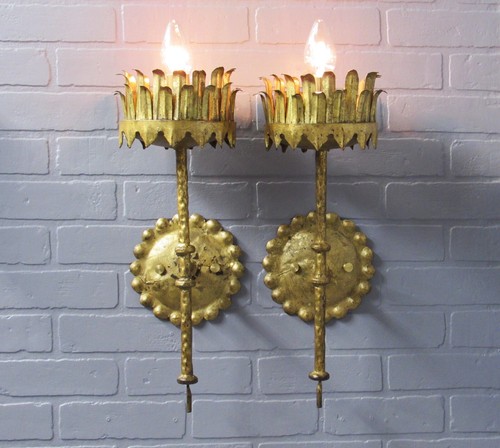Coppia applique torcia oro - applique,