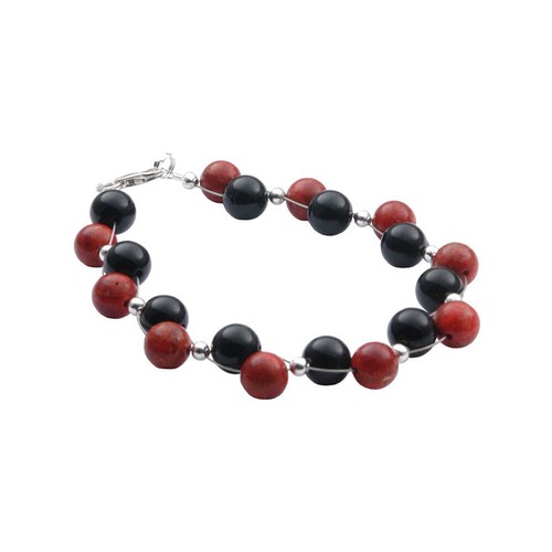 Bracciale corallo onice - bracciale,