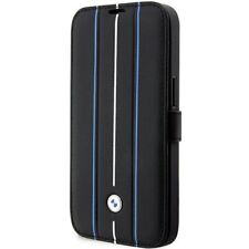 Custodia a libro BMW iPhone 14 Pro GENUINE LEATHER Stamp Blue Lines