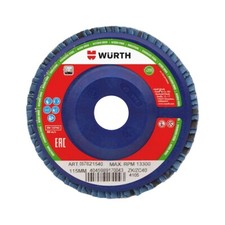 Dischi Abrasivi Lamellari 115mm GR.40 Zirconio Set 10pz - WÜRTH 057821540