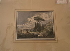 TIVOLI VILLA D'ESTE XILOGRAFIA ACQUARELLATA