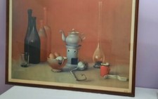 Quadro con cornice Natura morta serigrafia su tela plastif Proferio Grossi...