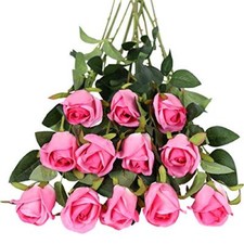 Tifuly Fiori Artificiali, 12 Pezzi a Stelo Lungo Singolo Finto Rosa Fiori (p2h)