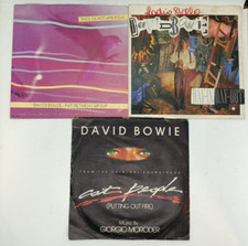 LOTTO 3x DAVID BOWIE Cat people this is not america day 7" 45 giri disco vinile