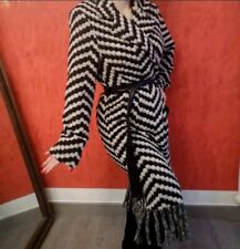 Cappotto Soprabito donna 44 artigli bianco nero zig zag chevron spina Pesce