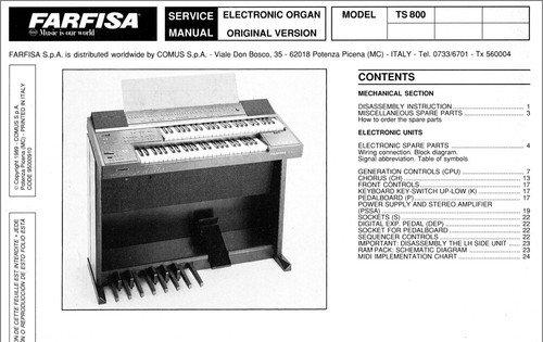Farfisa 800 service manual - ts-800,