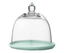 Piattino in Porcellana con Cloche in Vetro Shabby Chic Verde Chiaro